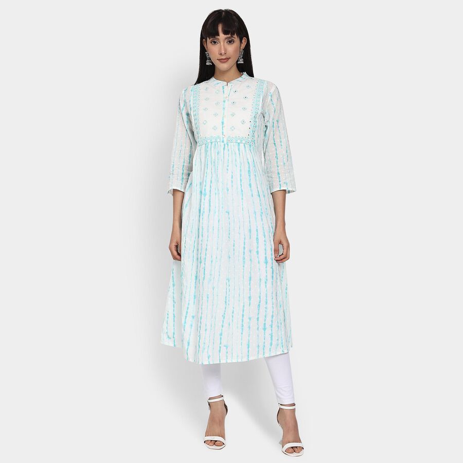 Ladies' 100% Cotton Kurta , Light Blue, large image number null