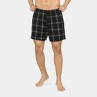 Men's Black Relaxed Fit Checked Boxers, काला, small