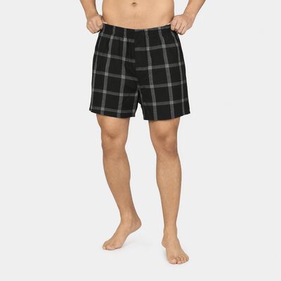 Men's Black Relaxed Fit Checked Boxers