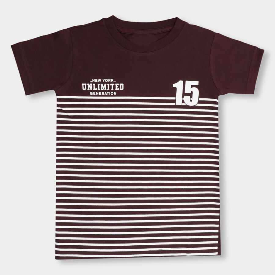 Boys' 100% Cotton Half Sleeves T-Shirt , Maroon, large image number null