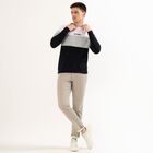 Men's Black and Grey Crew Neck Casual Sweatshirt, Black, small image number null
