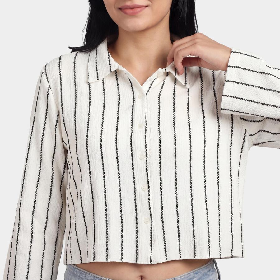 Women's White Classic Shirt, सफ़ेद, large