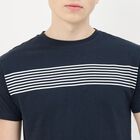 Men's Navy Blue Round Neck Casual T-Shirt, Navy Blue, small