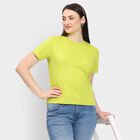 Ladies' 100% Cotton Round Neck T-Shirt, निऑन ग्रीन, small