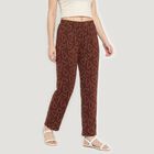 Women's Brown Straight Fit Heart Printed Pyjama, भूरा, small