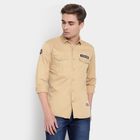 100% Cotton Solid Casual Shirt, Khaki, small image number null