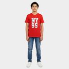 Boys Red Crew Neck Regular Boys T-Shirt, लाल, small