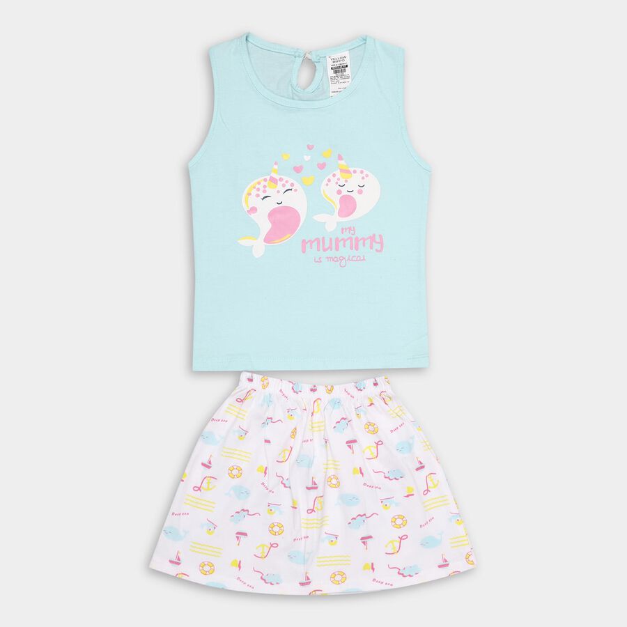 Infants' 100% Cotton Top Skirt , Aqua, large image number null