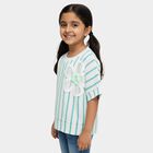 Girls Light Teal and White Round Neck Casual T-Shirt, Light Blue, small