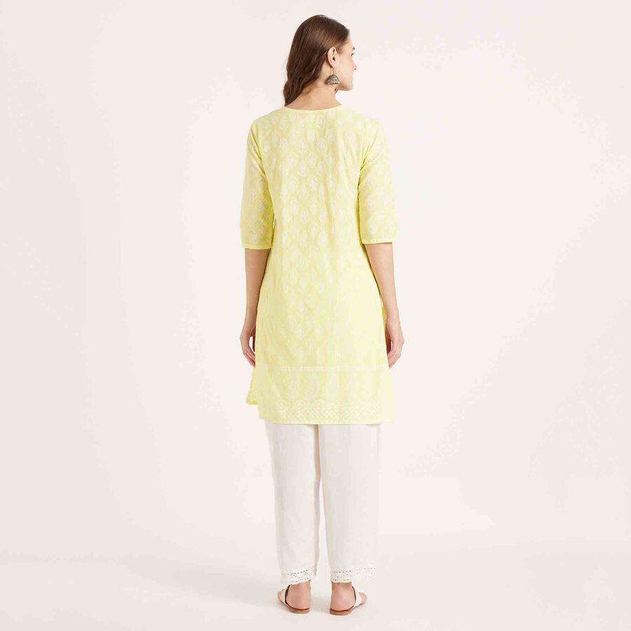 Printed 3/4th Sleeve Kurta, हल्का हरा, large image number null