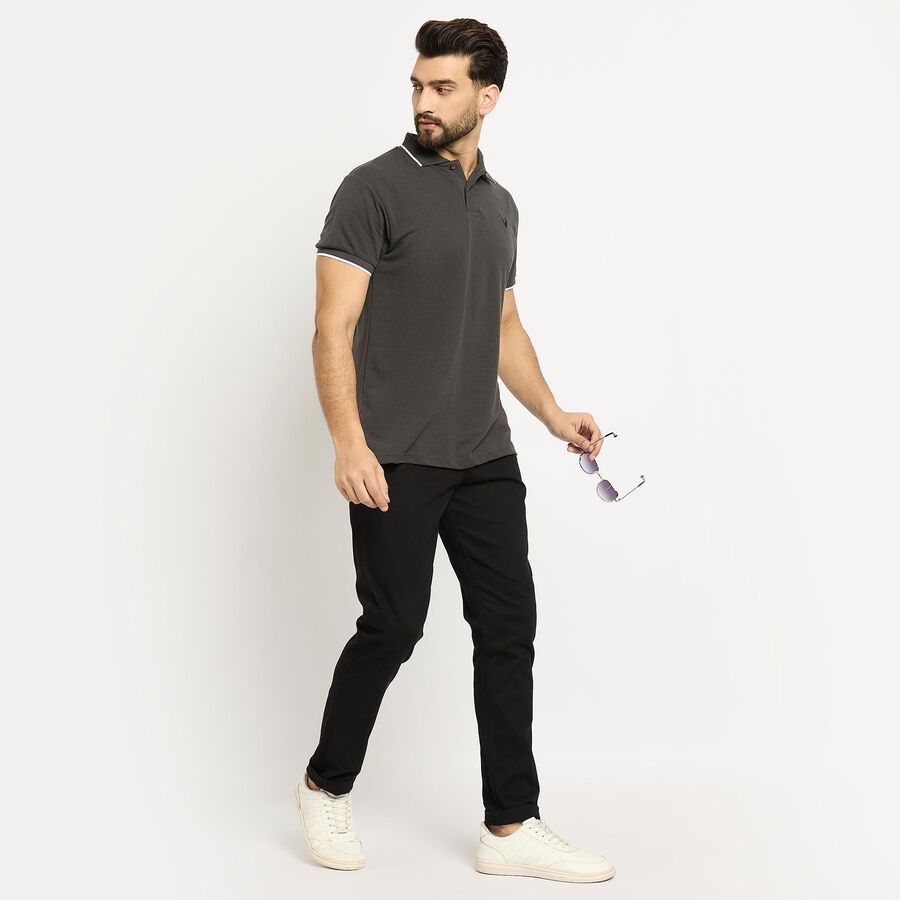 Men's Slim Fit Casual Trousers , काला, large image number null