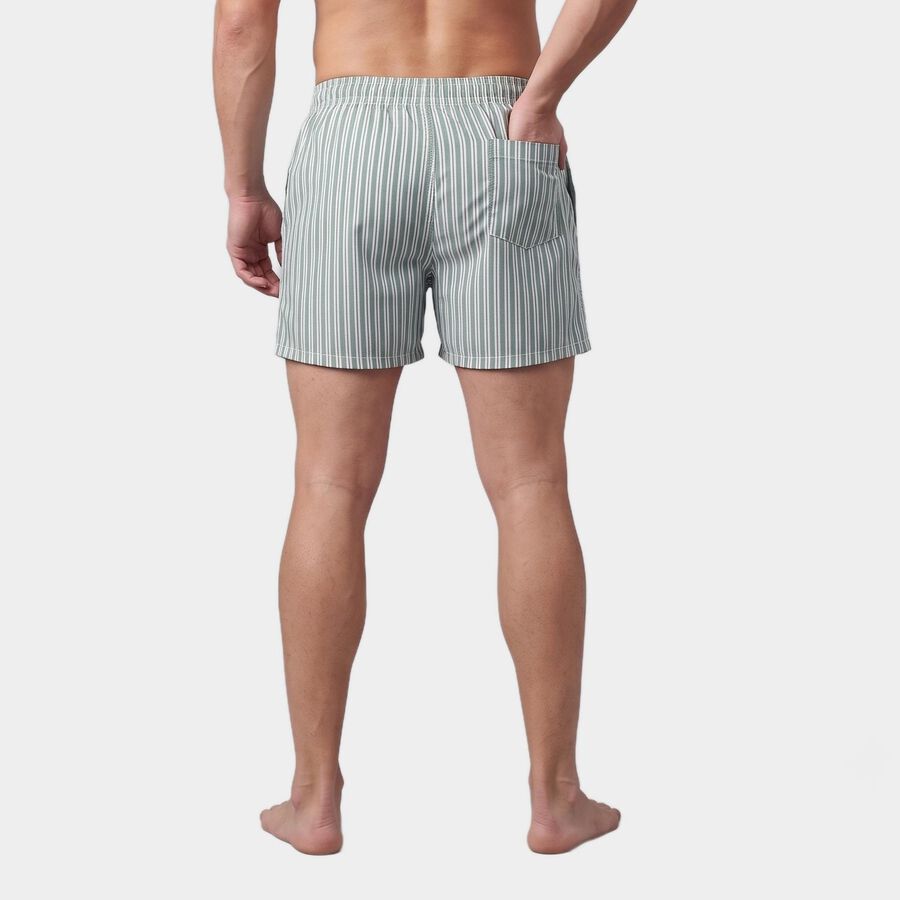 Men's Green Classic Fit Striped Boxers, Dark Green, large