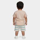 Infants' Peach Cotton Round Neck Dinosaur Printed Baba Suit, Peach, small