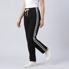 Women's Black Regular Fit Cuffed Track Pants, Black, small