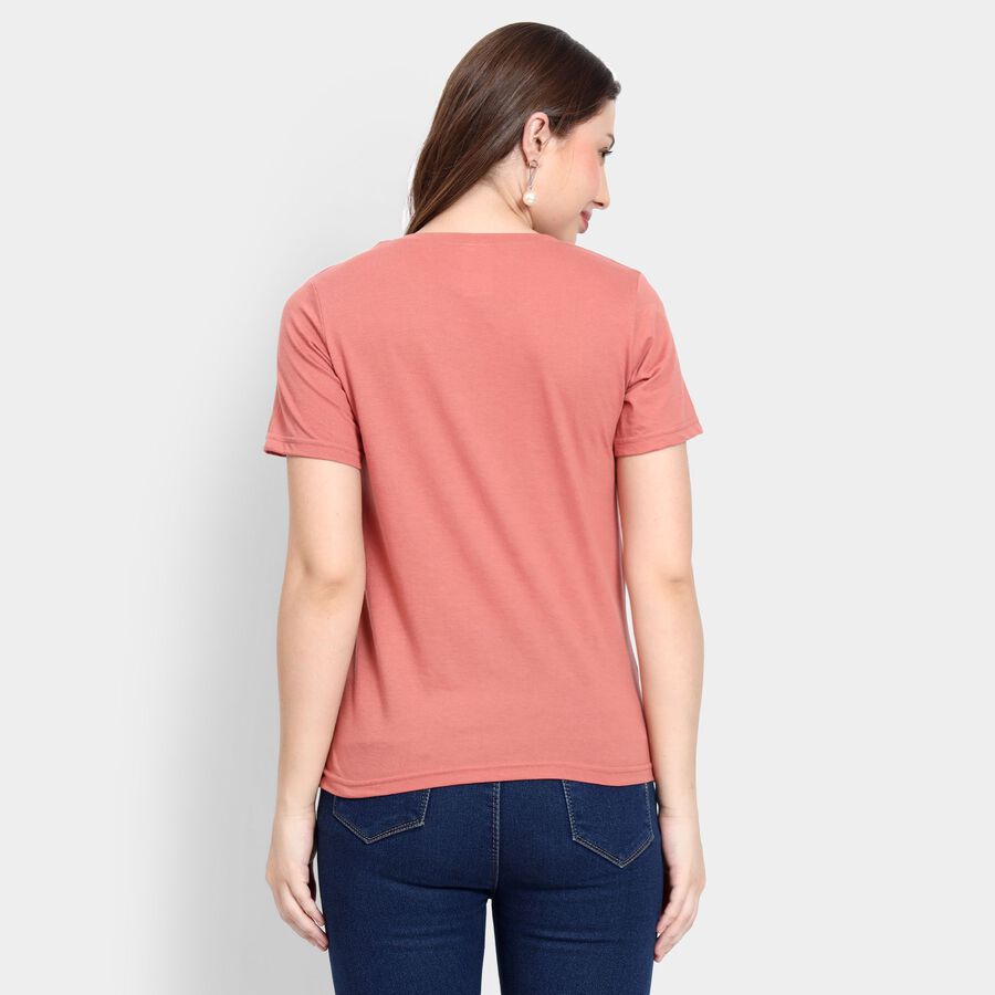 Ladies' Round Neck T-Shirt, गुलाबी, large image number null