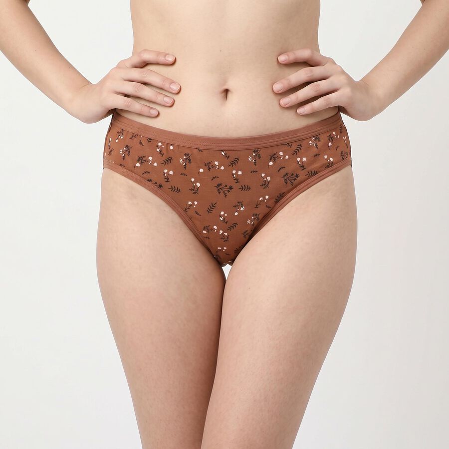Women's Brown Regular Fit Printed Panty, Brown, large
