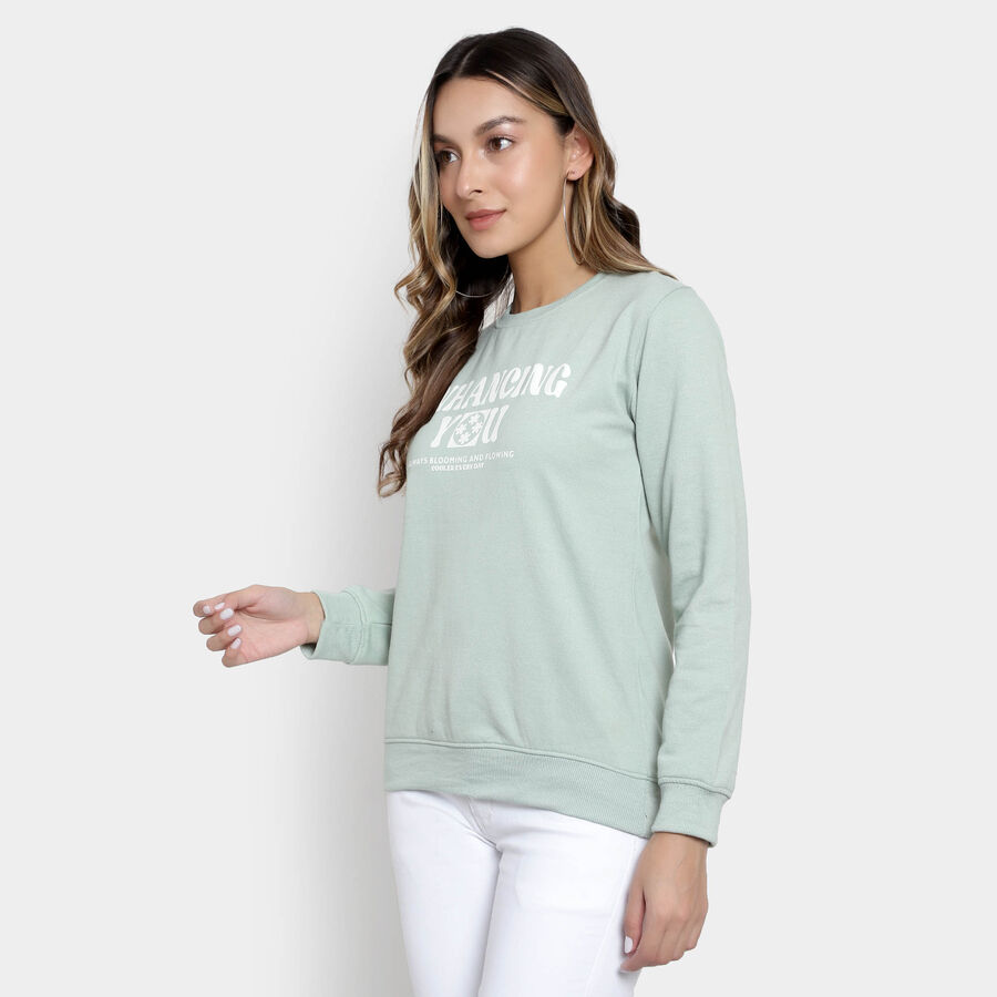 Solid Round Neck Sweatshirt, Light Green, large image number null