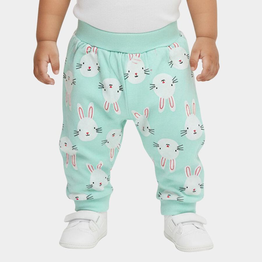 Infants Mint Green Bunny Print Cotton Pyjama, हल्का हरा, large image number null