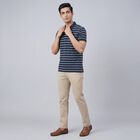 Men's Navy Blue Polo Collar Casual T-Shirt, नेवी ब्लू, small