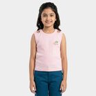 Girls Pink Round Neck Casual T-Shirt, Light Pink, small