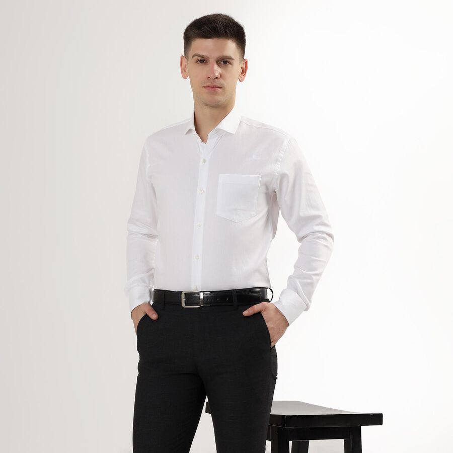 Men's 100% Cotton Cut Away Collar Formal Shirt , White, large image number null