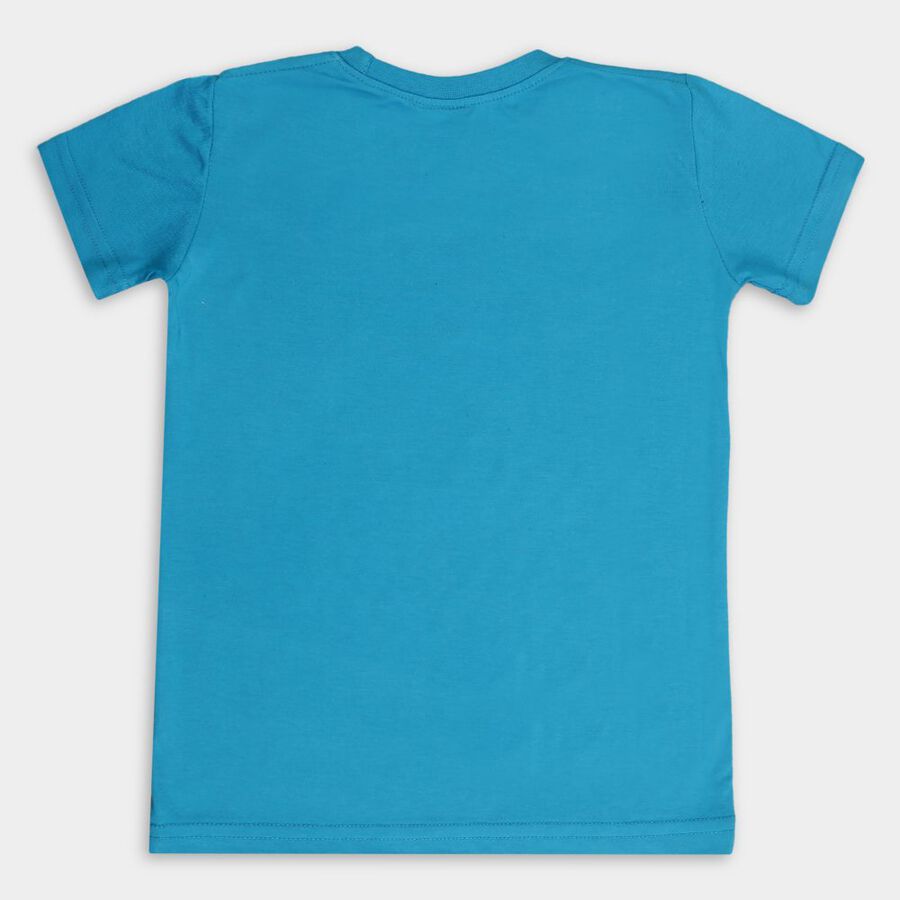 Boys Placement Print T-Shirt, Teal Blue, large image number null