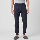 Men's Navy Blue Ribbed Long Johns Thermal, मध्यम नीला, small