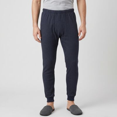 Men's Navy Blue Ribbed Long Johns Thermal
