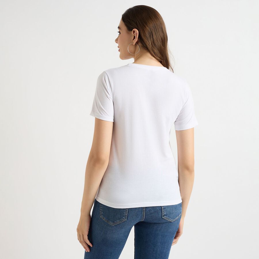 Ladies' Round Neck T-Shirt , सफ़ेद, large image number null