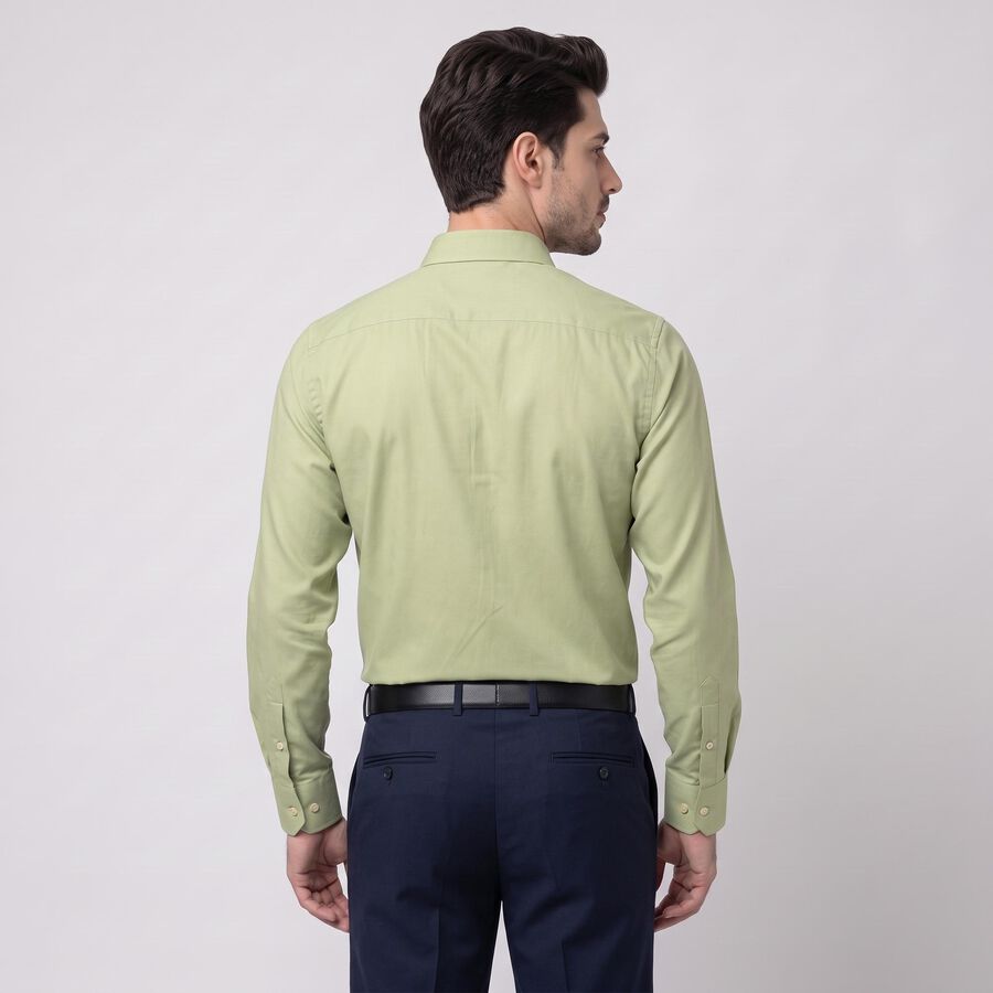 Men's Sage Green Spread Collar Formal Shirt, हल्का हरा, large