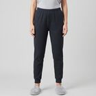 Women's Navy Blue Ribbed Thermal, मध्यम नीला, small