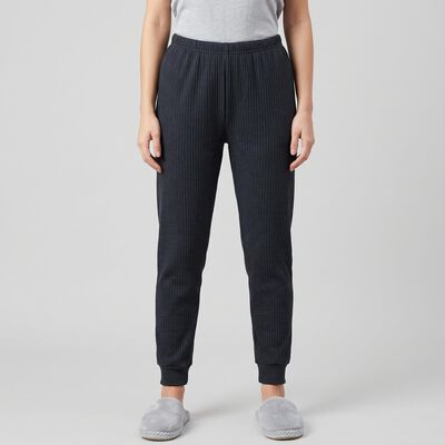 Women's Navy Blue Ribbed Thermal