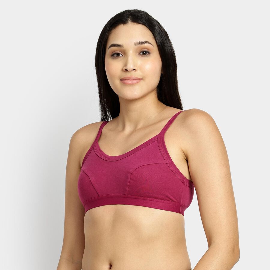Ladies' Cotton Bra, Wine, large image number null