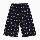 Girls' Black Butterfly Print Elastic Waist Cotton Blend Capri, Navy Blue, small image number null