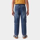 Boys Blue Relaxed Fit Cargo Jeans, Dark Blue, small