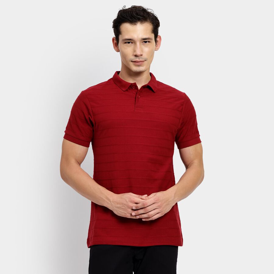 Men's Collared Half Sleeves T-Shirt, वाइन, large image number null