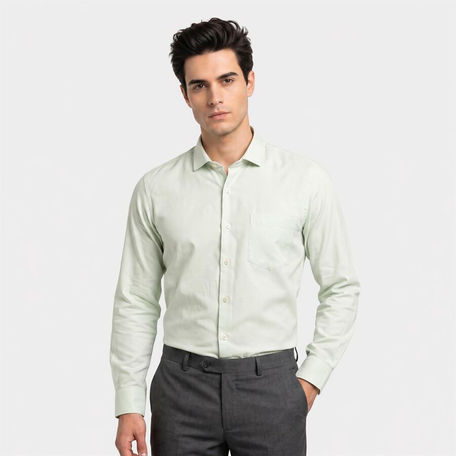 Men Mint Green Regular Fit Formal Shirt, Light Green, large