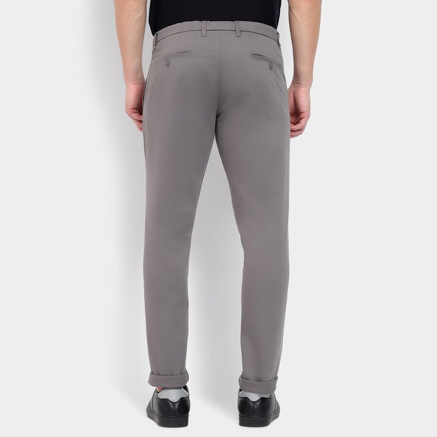 Men's Slim Fit Casual Trousers, हल्का ग्रे, large image number null
