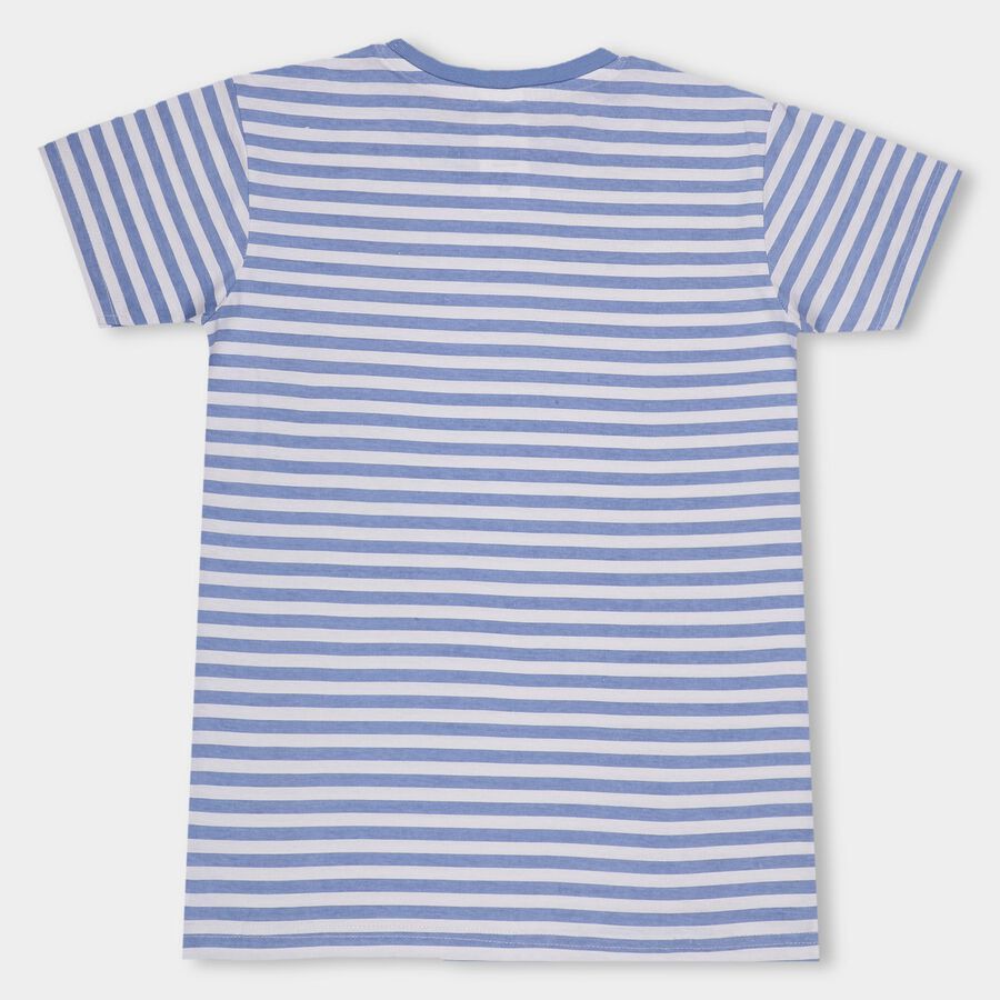 Boys' Light Blue Cotton Round Neck Casual Half Sleeve T-Shirt, हल्का नीला, large image number null