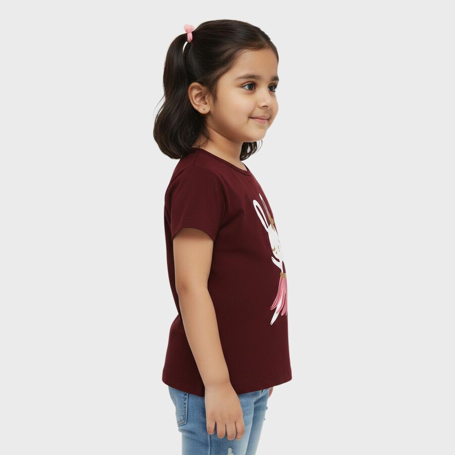Girls' T-Shirt, वाइन, large