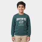 Boys' Teal Crew Neck Graphic Print Sweatshirt, टील ब्लू, small