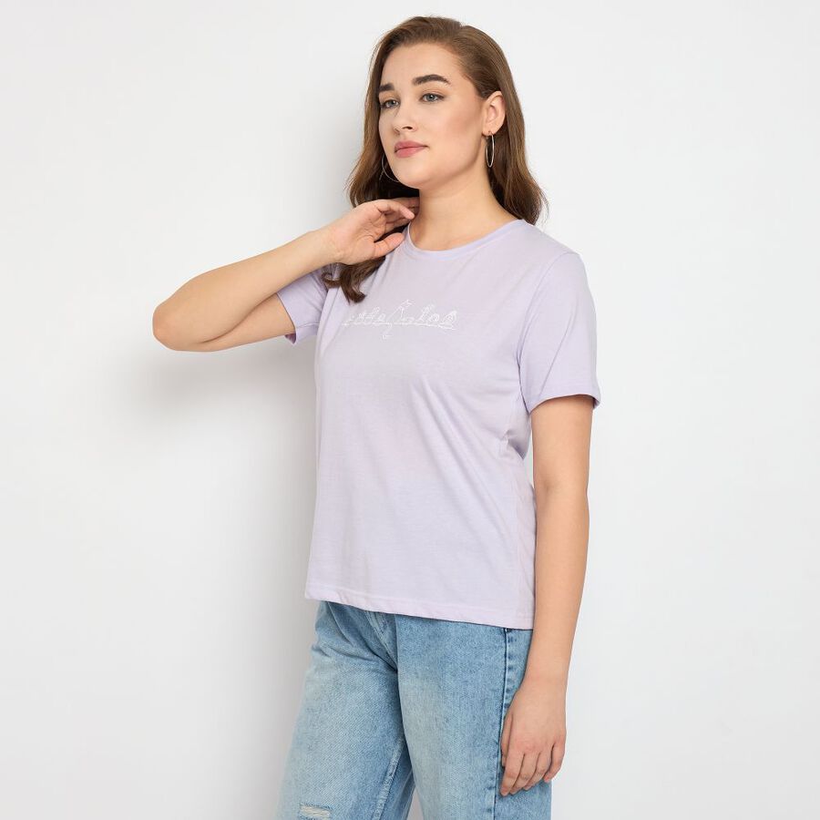 Ladies' Round Neck T-Shirt, लाइलेक, large image number null