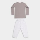 Boys' Light Grey Round Neck Cartoon Printed Baba Suit, Light Grey, small image number null
