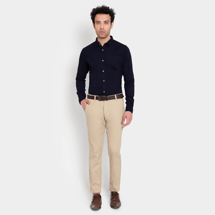 Cotton Solid Formal Shirt, Navy Blue, large image number null