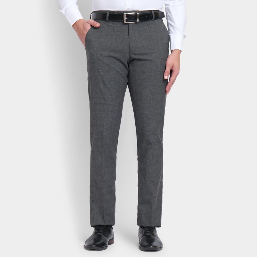 Men's Slim Fit Formal Trousers, गहरा ग्रे, large image number null