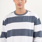 Men's Navy and White Crew Neck Casual Sweatshirt, Mid Blue, small image number null