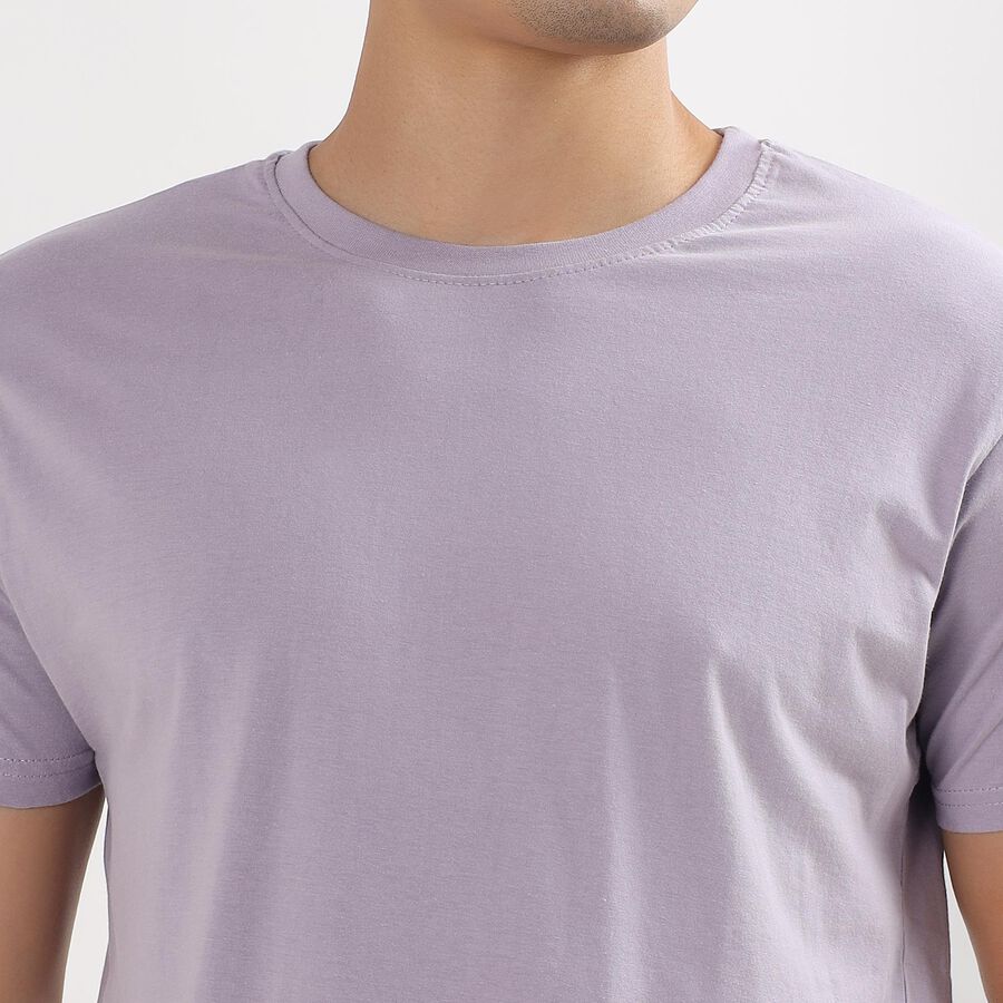 Men's 100% Cotton Round Neck Half Sleeves T-Shirt , Lilac, large image number null