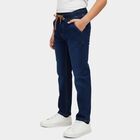 Boys' Blue Regular Fit Stretchable Jeans, गहरा नीला, small
