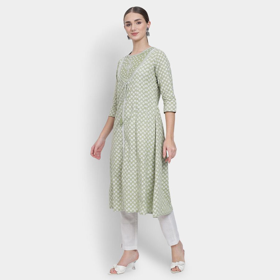 Ladies' 100% Cotton Kurta, Light Green, large image number null