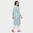 Women's Light Blue V-Neck Floral Printed Kurta, Light Blue, small